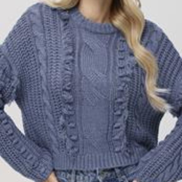NWT 525 Delilah Fringe Cable Pullover M - Picture 1 of 12